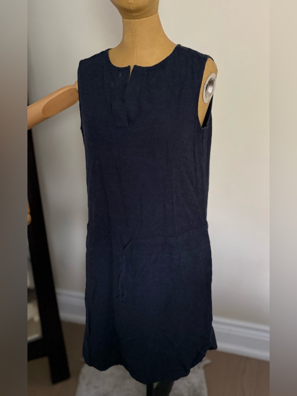 ROOTS Dark Navy Linen/Rayon Sleeveless Dress (M)